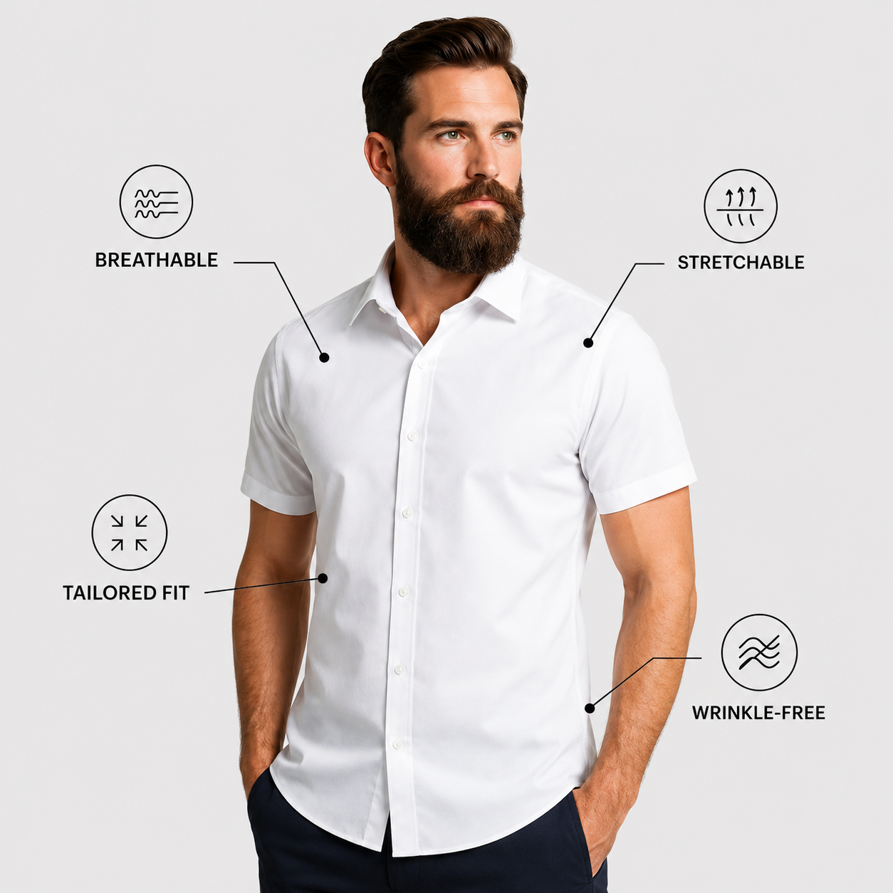 Non-Iron Anti-Sweat Stretch Shirt – Short Sleeve