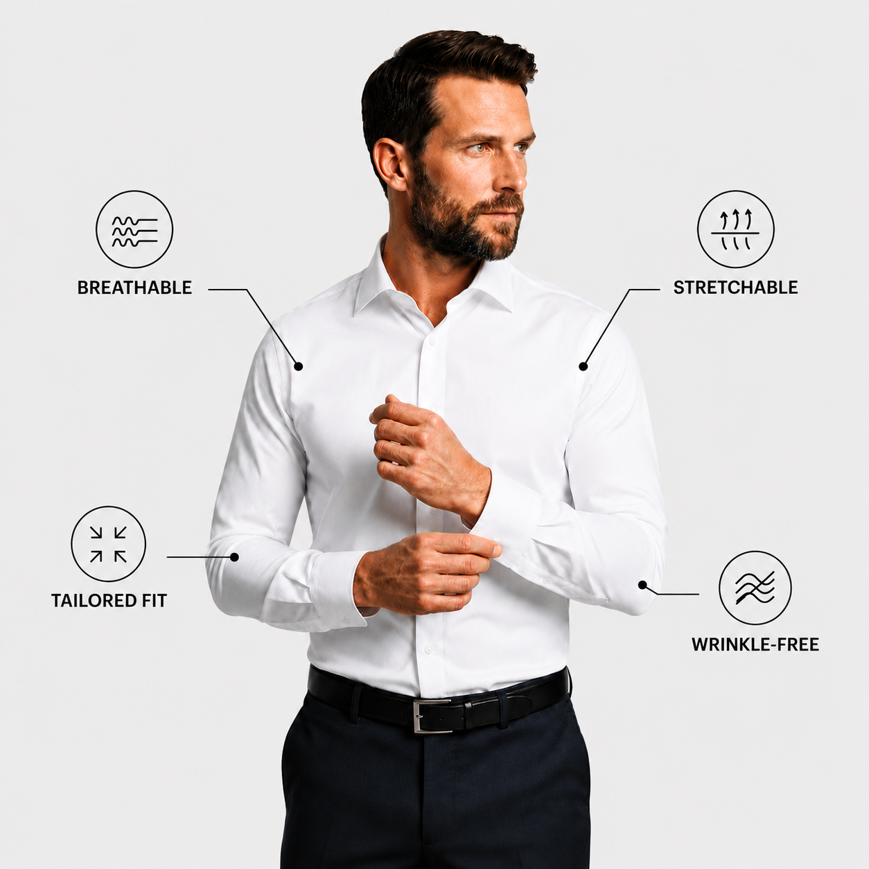 Non-Iron Anti-Sweat Stretch Shirt